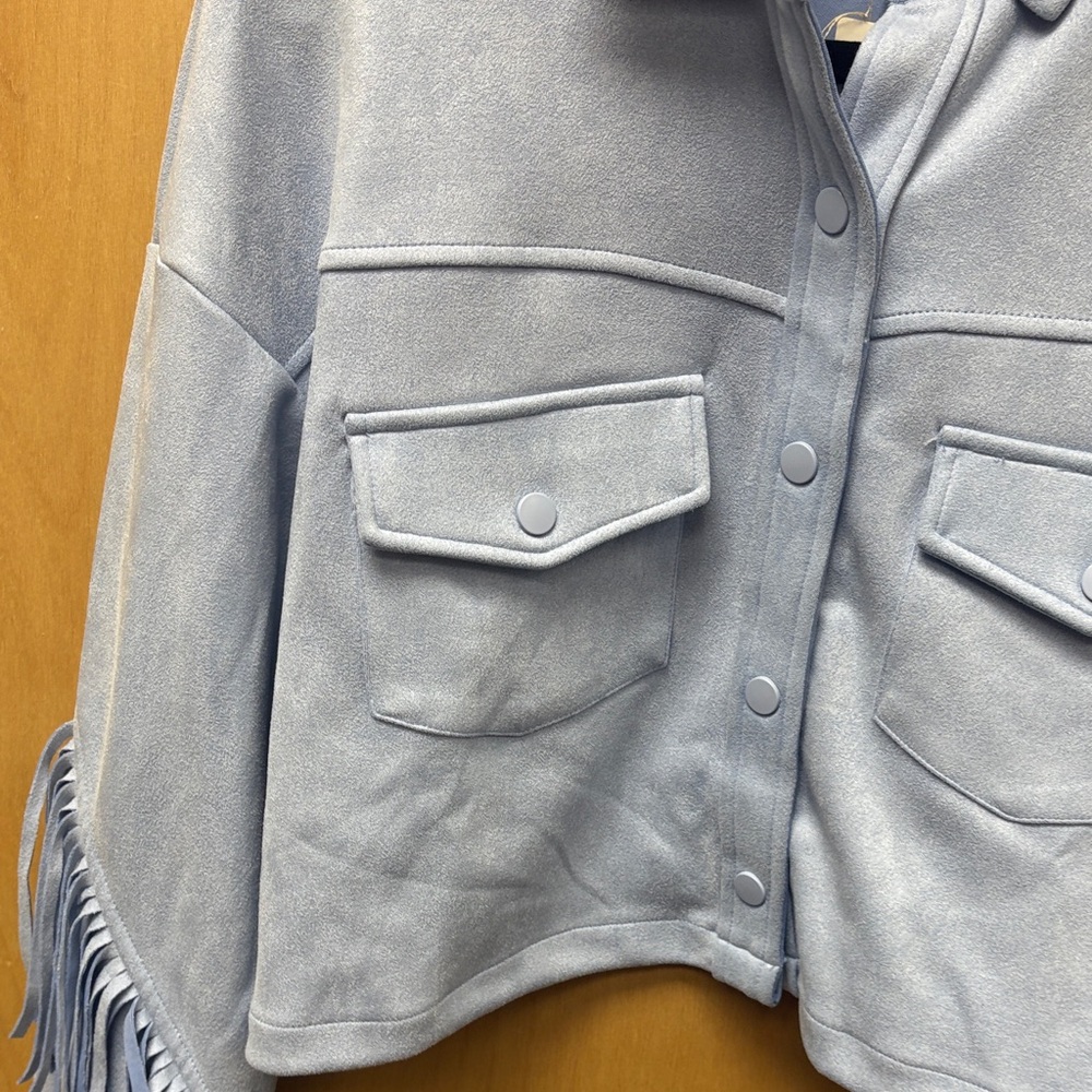 Windsor Light Blue Fringe Utility Jacket - Picture 3 of 6